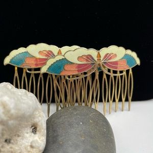 Pair of Vintage Cloisonné Slide Hair Combs